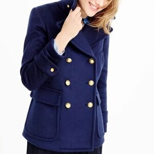 J.Crew Stadium Cloth by Nello Gori Navy Double-Breasted Peacoat | Size 8